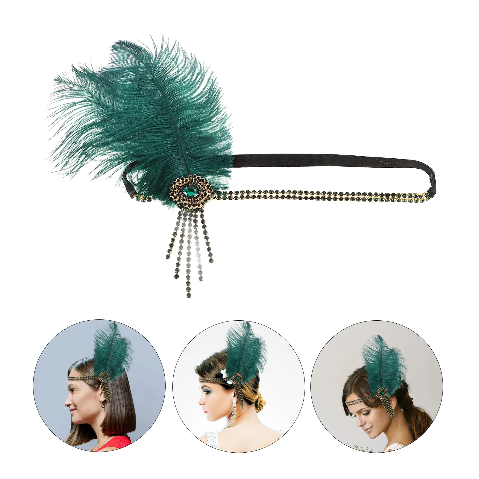 

Retro Hair Strap Bride Headdress Female Decoration Cocktail Costume Ball Headband Party Accessory Metal Plume Hairband Supply