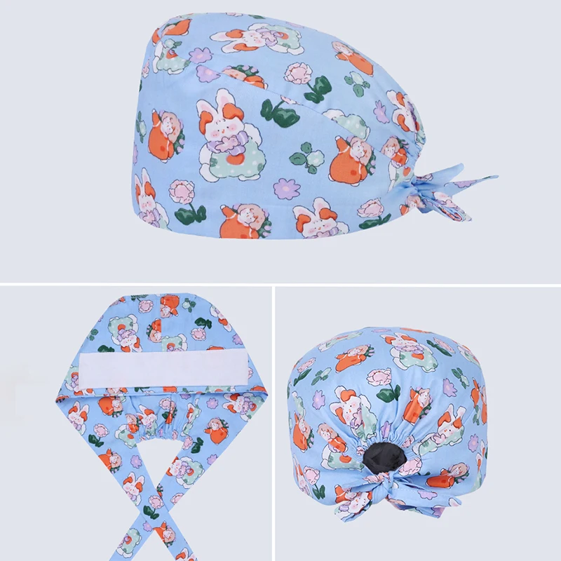 Female Surgical Caps Medical cap Nursing Scrub Cap Clinical Hat 100% Cotton Breathable Dentistry Chef Pediatric Dental Hats M908