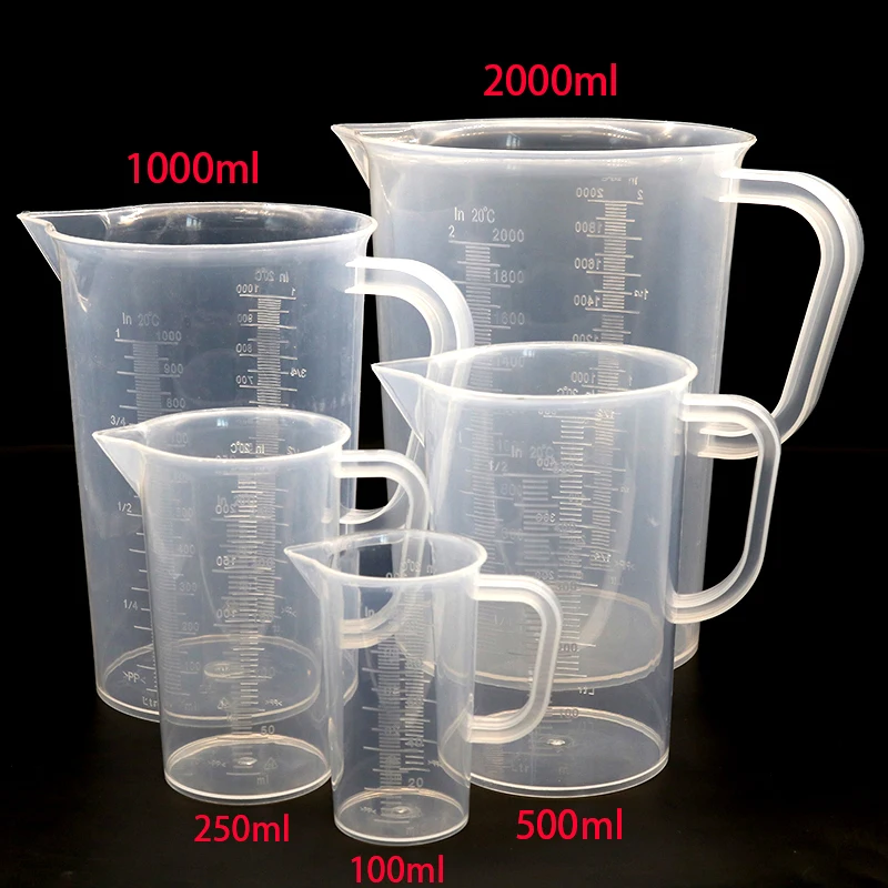 Office Textbook Science Laboratory Beaker Transparent Kitchen Plastic Measuring Cup Scale Capacity 100/250/500/1000/2000ML