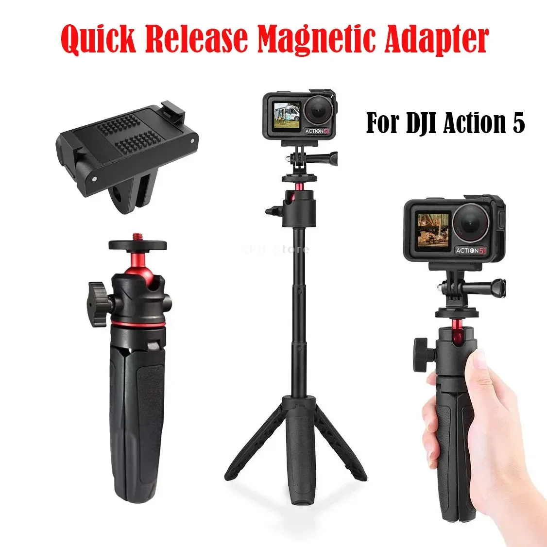 Statyw do selfie do aparatu DJI Action 4 5 Pro Magnetyczny adapter widelca Adapter szybkiego zwalniania Przedłużenie podstawy Akcesoria