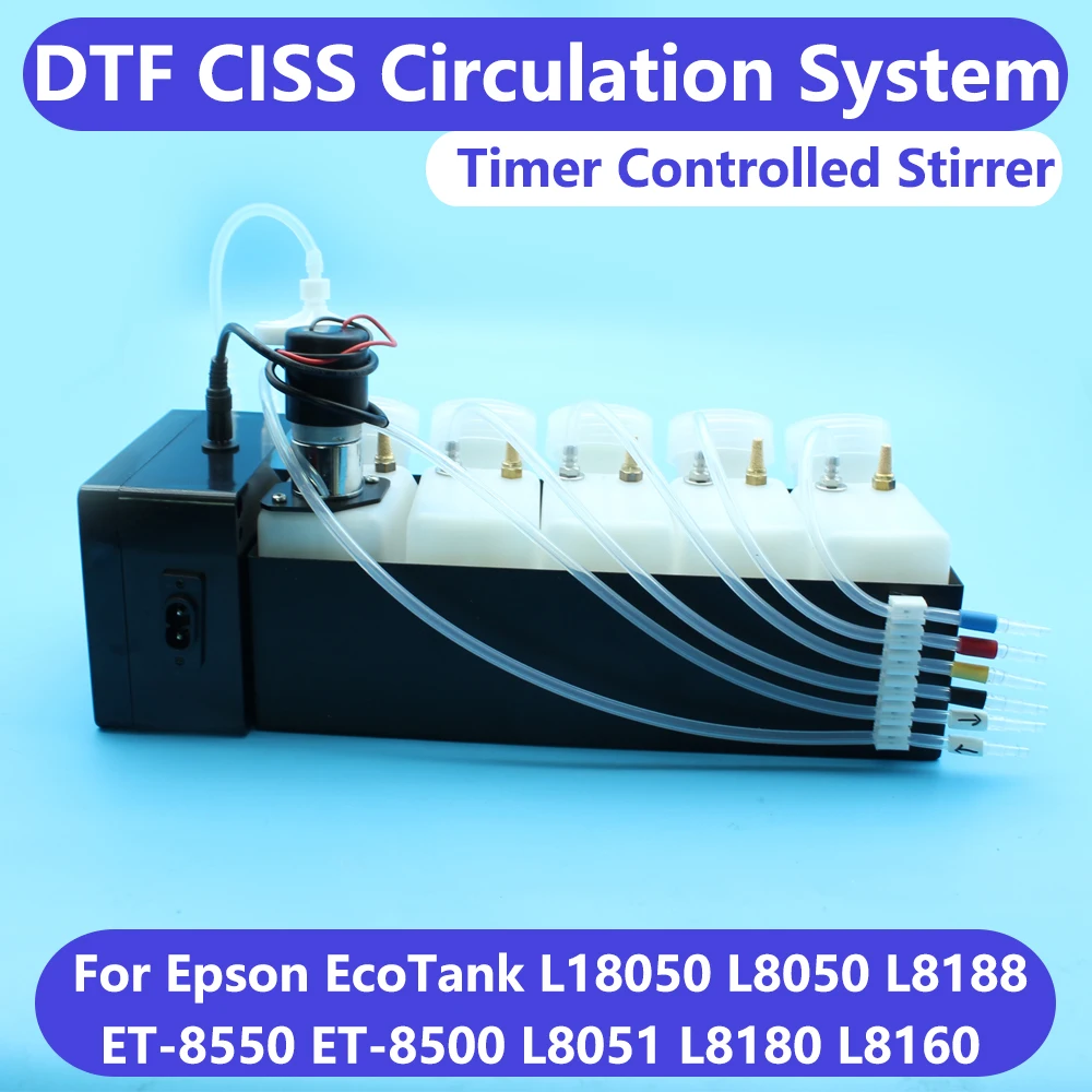 DTF Circulation System CISS White Ink Tank No Damper For Epson L1800 L800 L805 L18050 L8050 XP600 ET-8550 8500 Ink Stirrer Timer