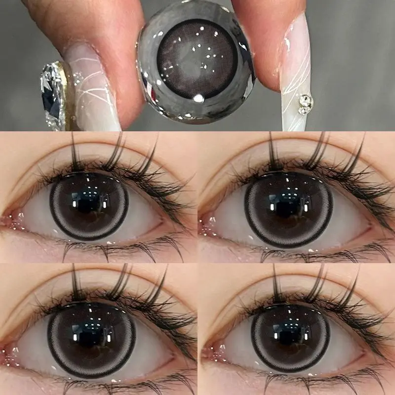 YIMEIghts-Lentilles de contact pour les yeux, nature, circulaire, myopie, délinquants, élève de beauté, marron foncé, livraison gratuite, document, 2 pièces