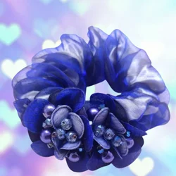 Flower Scrunchie Plate Hair Tie Horse Tail Elastic Rubber Band Mother 머리끈 Flower Hair Rope Accessories for Women