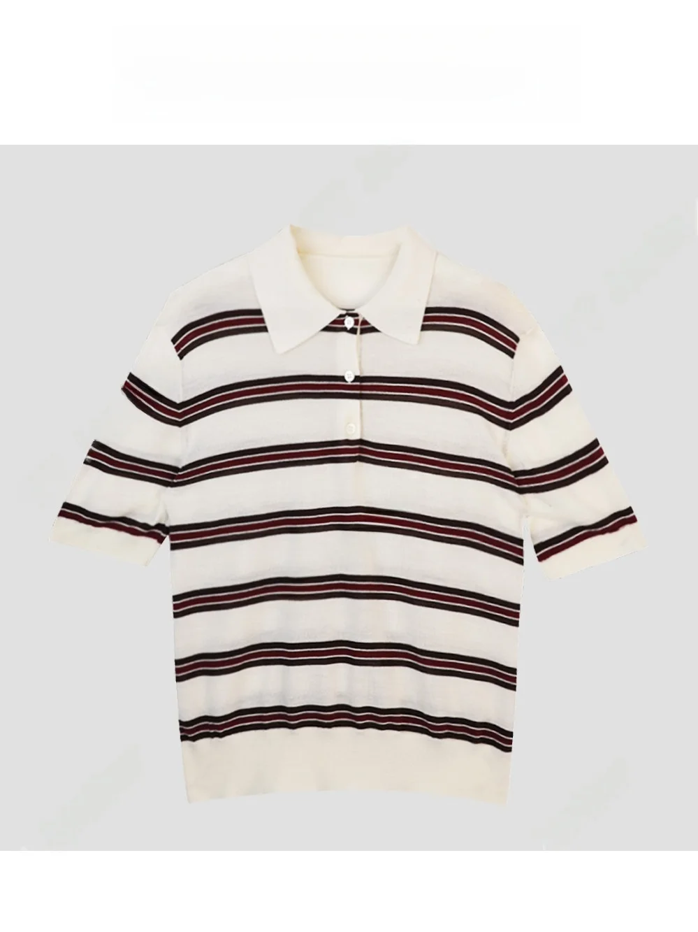 

Slim Fit Striped irt ort Sve Overhead s TT Trendy T-irt Women's Faion Casual Wool Blend Top