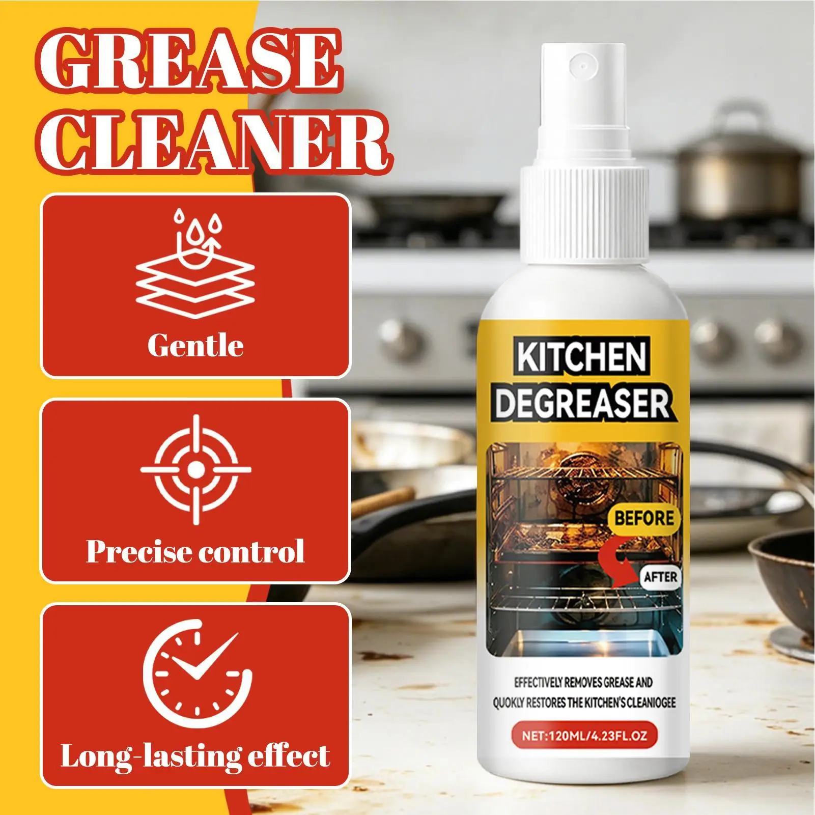 NEW Grease Cleaner All-Purpose Fast Acting Cleaning 120ml Kitchen Stove Cleaner Oil Spray For Stove Dishwasher Range Hood Grill