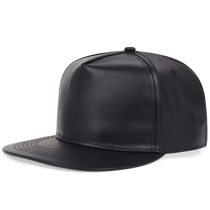 PU Leather Flat Brim Hats for Men Women Hip Hop Baseball Snapback Blank Caps Solid Fitted Caps Kpop Frees Hipping