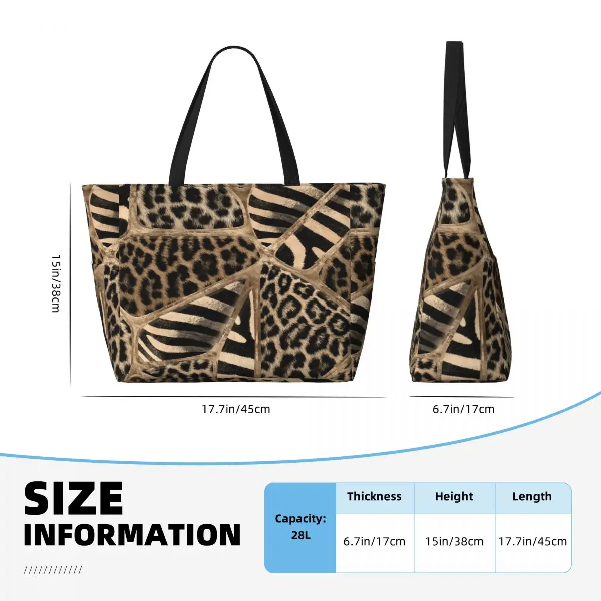 Animal Print - Leopard And Zebra Beach Tote Bag Sport Gym Yoga Duffle Large Tote Bag Women Travel Bag Fitness bag