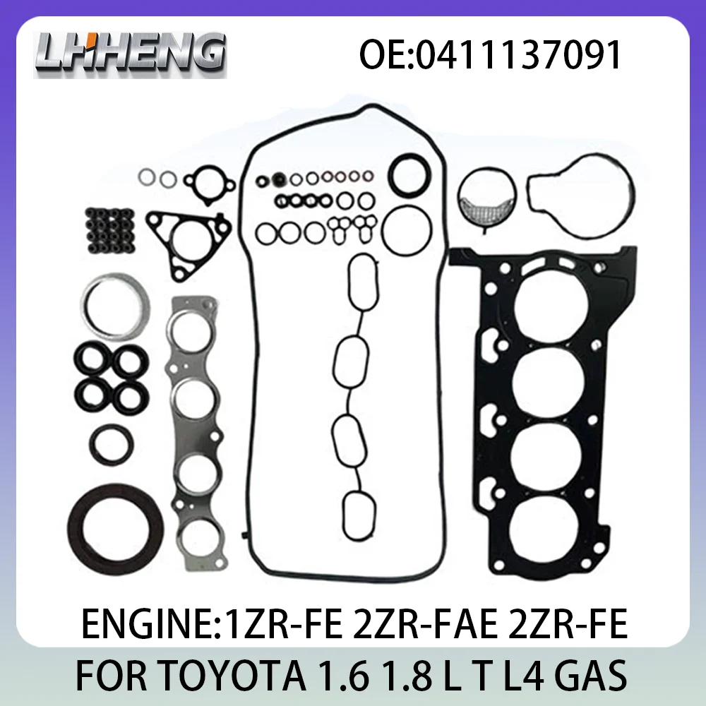 Engine Full Gasket Set FOR TOYOTA AURIS COROLLA Saloon 1.6L 1.8L 1.6 1.8 L T L4 GAS 06-14 1ZR-FE 2ZR-FE 0411137091
