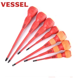 VESSEL 200 Ball Grip Insulated Screwdrivers Japan 1000v Insulating Electrician Slotted& Phillips Screwdriver Series