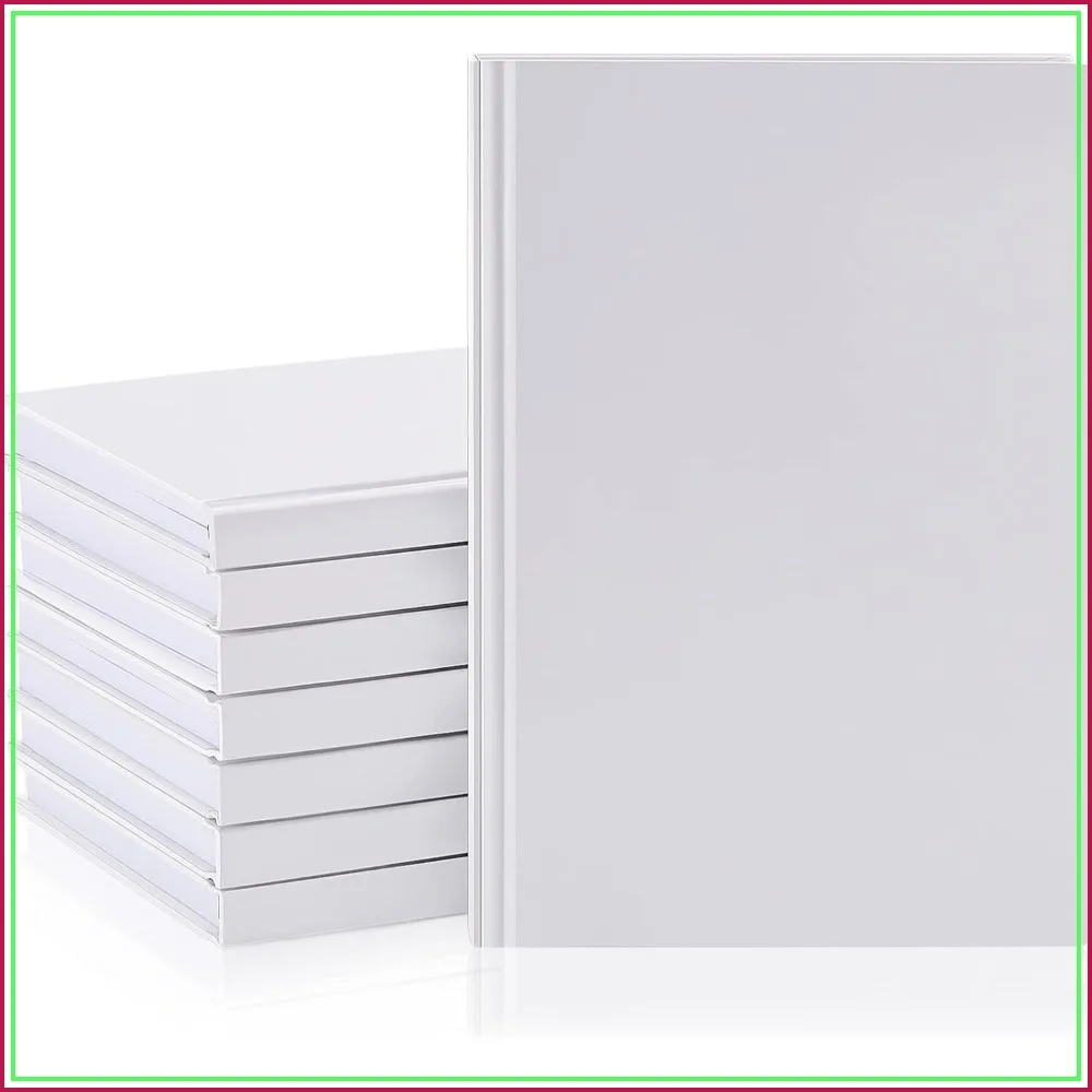 

8 Pack A5 Blank Notebooks, 100 Sheets/200 Pages, Kraft Hardcover Sketchbooks for Writing Drawing, 8.3x5.7 in