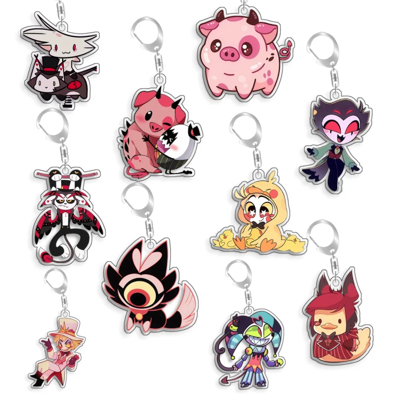 

Hazbin Hotel Husk Angel Dust Beelzebub Acrylic Selfmade Keychain Cute Backpack Pendant Key Chain Game Fans Gift Ornaments 5cm