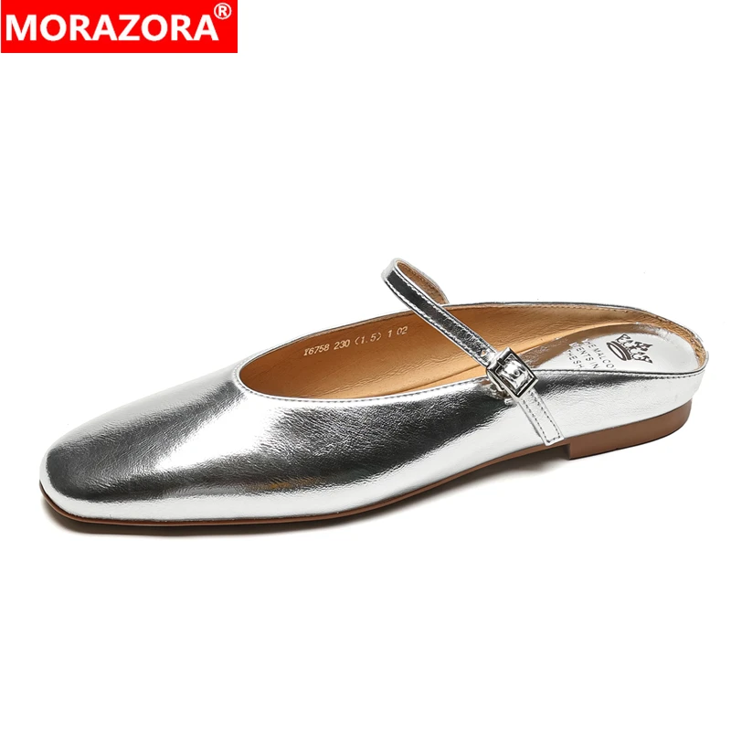 

MORAZORA Size 34-43 New Sheepskin Genuine Leather Shoes Women Flats Mary Janes Ladies Mules Fashion Casual Party Prom Shoes