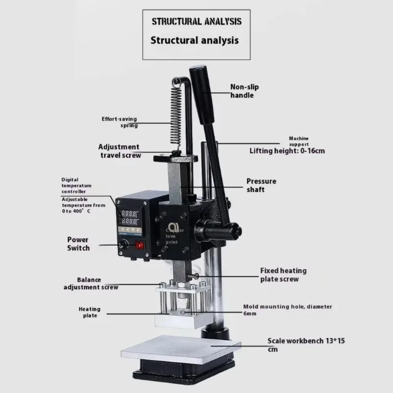 Manual Digital Heat Press Machine PVC Card Book Leather Paper Wood Custom Logo Embossing Hot Foil Stamping Machine