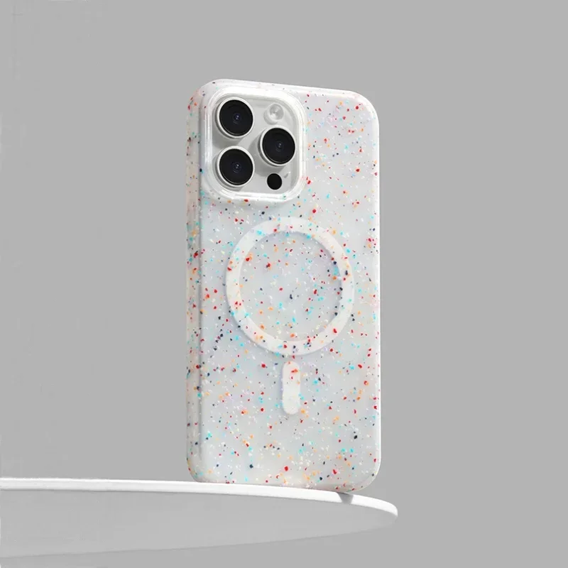 Art Ink Dots MagSafe Anti-fall Phone Case For iPhone 14 15pro Max 15 pro Wireless Charging Soft Liquid Silicone Protective Cover