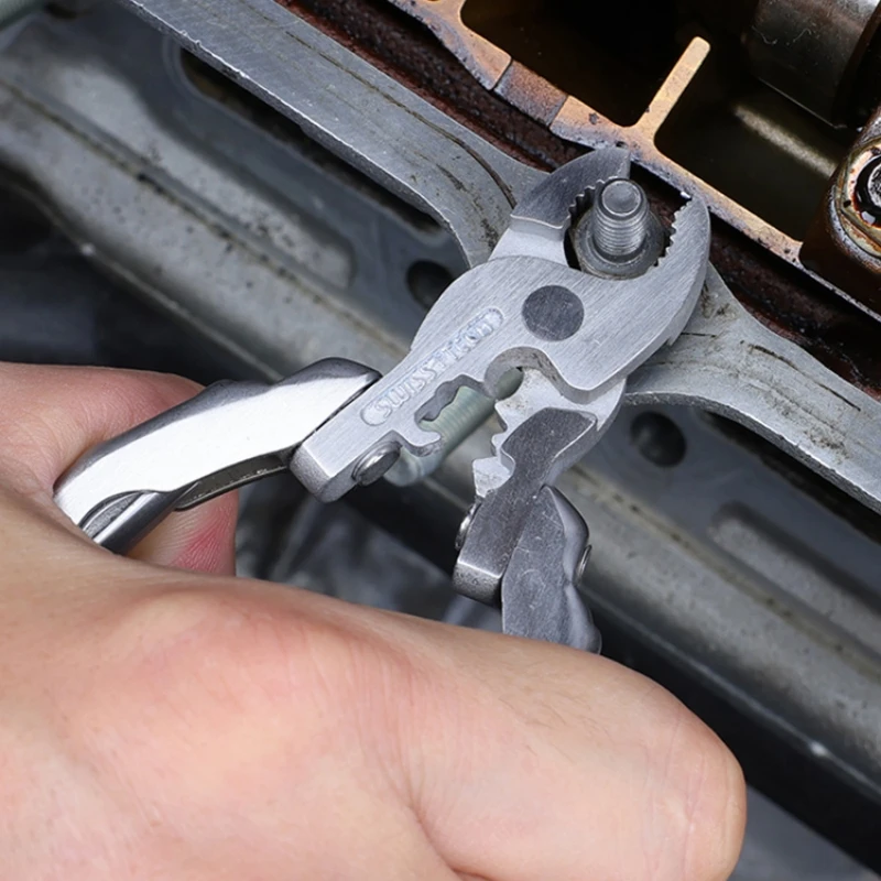 ชุดอุปกรณ์อเนกประสงค์ SWISS TECH 9-in-1 สำหรับการเดินทาง ชุดเครื่องมือพกพา EDC คีมพับ ไขควง ที่ดันซิมโทรศัพท์ ที่เปิดขวดเบียร์แบบพกพา