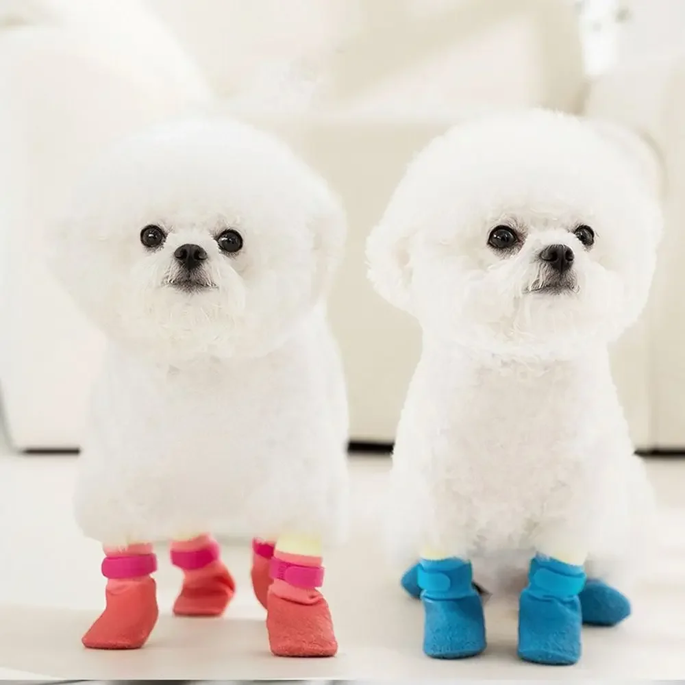4Pcs Cute Dog Boots, Non-Slip Waterproof Breathable Mesh Puppy Shoes, Adjustable Paw Protectors for Outdoor