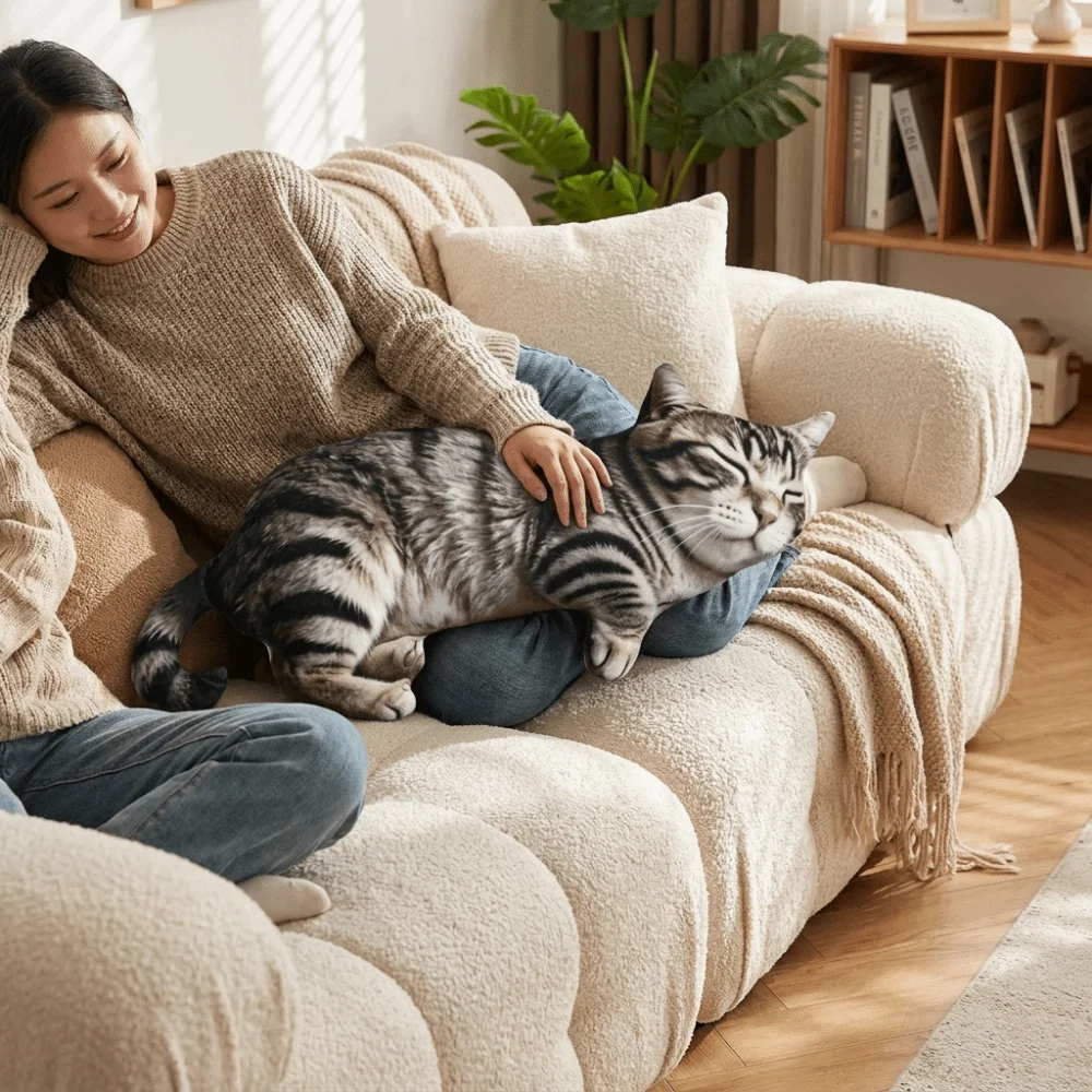 Creative Super Soft Simulated Cat Cushion Cartoon PP Cotton Filled Cat Pillow Lifelike Realistic Throw Pillows Gift