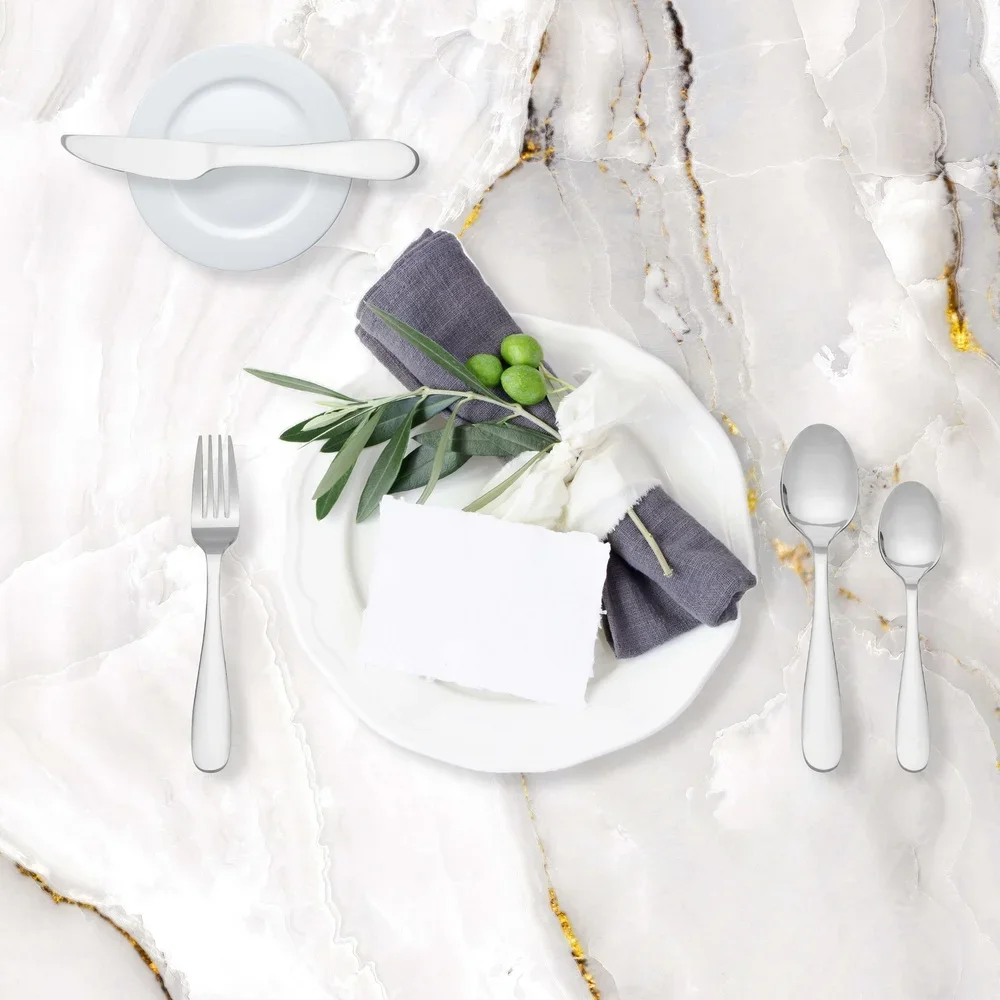 

Набор столовых приборов из нержавеющей стали, 24 шт., 6 прочных, устойчивых к ржавчине, обеденные вилки, ножи, ложки, чайные ложки, элегантная посуда