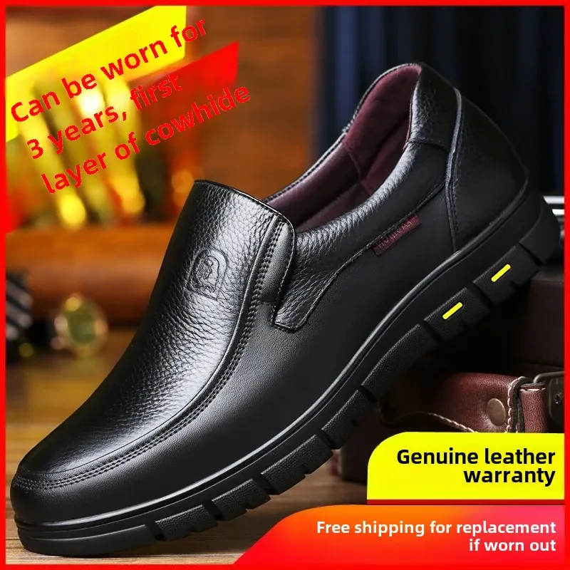 Elderly Men's Casual Cow Leather Shoes Business Classical Style Soft Sole Comfortable Summer Footwear For Middle-Aged And Elderl