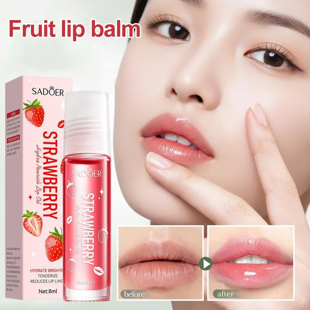 Aardbeienlippenbalsem Natuurlijk fruitextract Verrijkt met vitamine E Hydraterend Niet plakkerig Lichtgewicht Draagbaar voor droge lippen Hydr B1R8