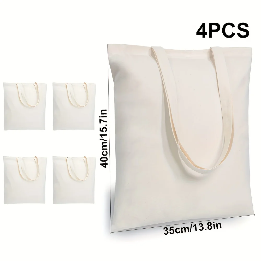 4 | 6 | 8 | 12 عبوة من حقيبة اليد القطنية الاقتصادية، أكياس قماش للتسوق البقالة خفيفة الوزن ومتوسطة وقابلة لإعادة الاستخدام، مناسبة للاستخدام بنفسك والإعلان #1