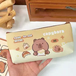 Cute Capybara Pencil Case PU Multi-functional Pen Bag Large Capacity Kawaii Stationery Storage Pouch School