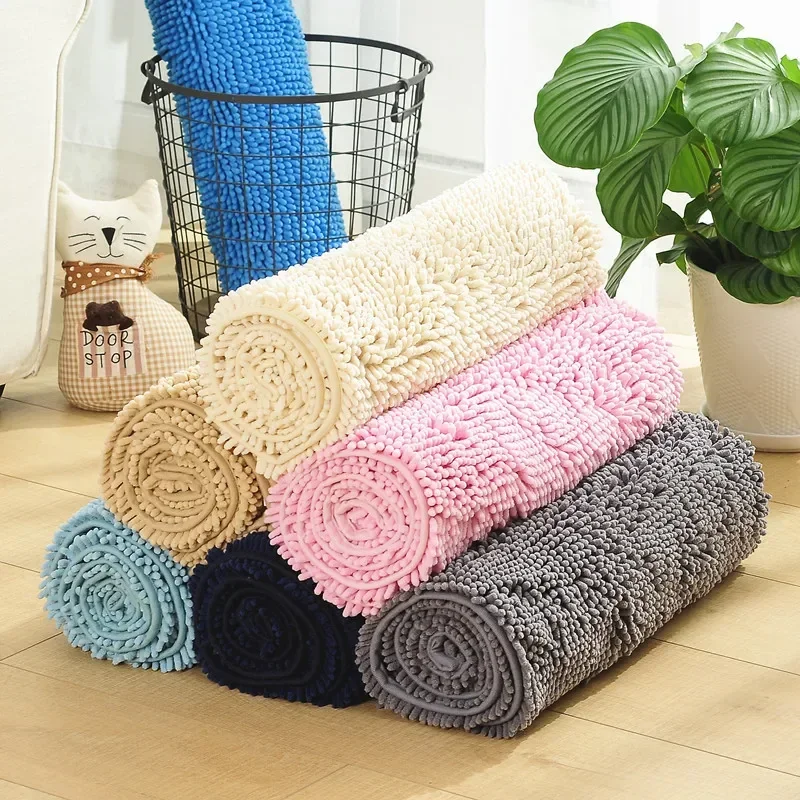 

Long Size Bathroom Mat Carpet Chenille Bath Mat Non-slip Rugs For Bathtub Side Water Absorption Toilet Floor Mat 50*120 50*140cm