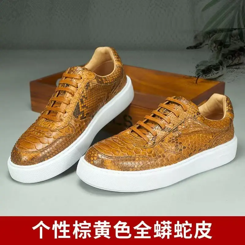 2024 new arrival Fashion Snake skin causal shoes men,male Genuine leather sneakers pdd564