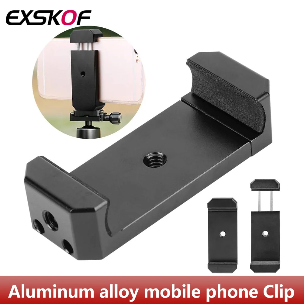 Aluminum Alloy Mobile Phone Clip Holder Extendable Cell Phone Clamp Bracket Stand For Smartphone with 1/4 Inch Screw Hole