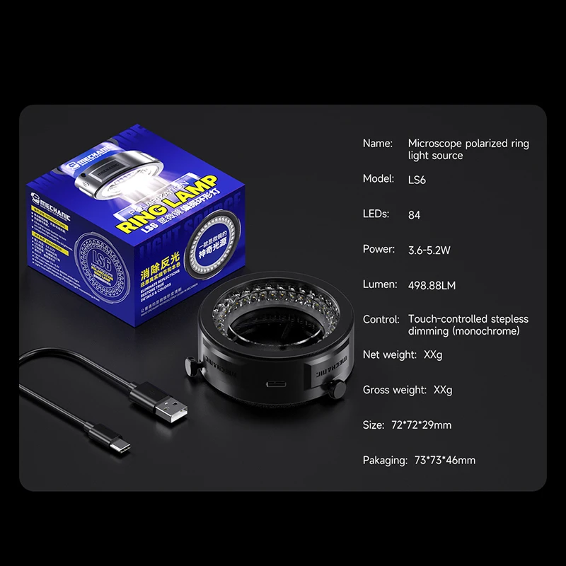 Mechanic LS5 LS6 Microscope Ring Light Source 84 High-brightness Plug-in LED Lamp Beads Ring Lamp for Stereo Microscope