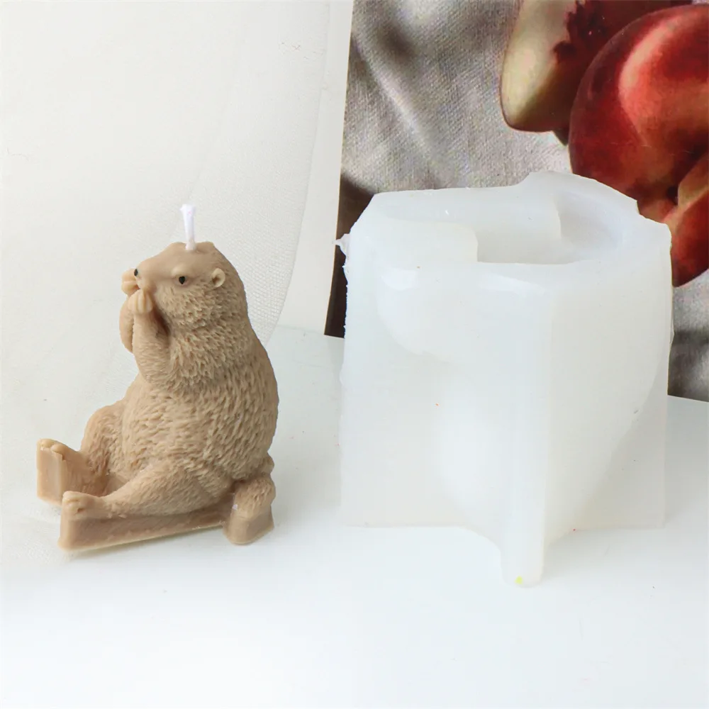 3D Animals Groundhogs Hedgehogs Candle Silicone Mold DIY Handmade Cute Animals Aromatherapy Candle Gypsum Resin Making Mould