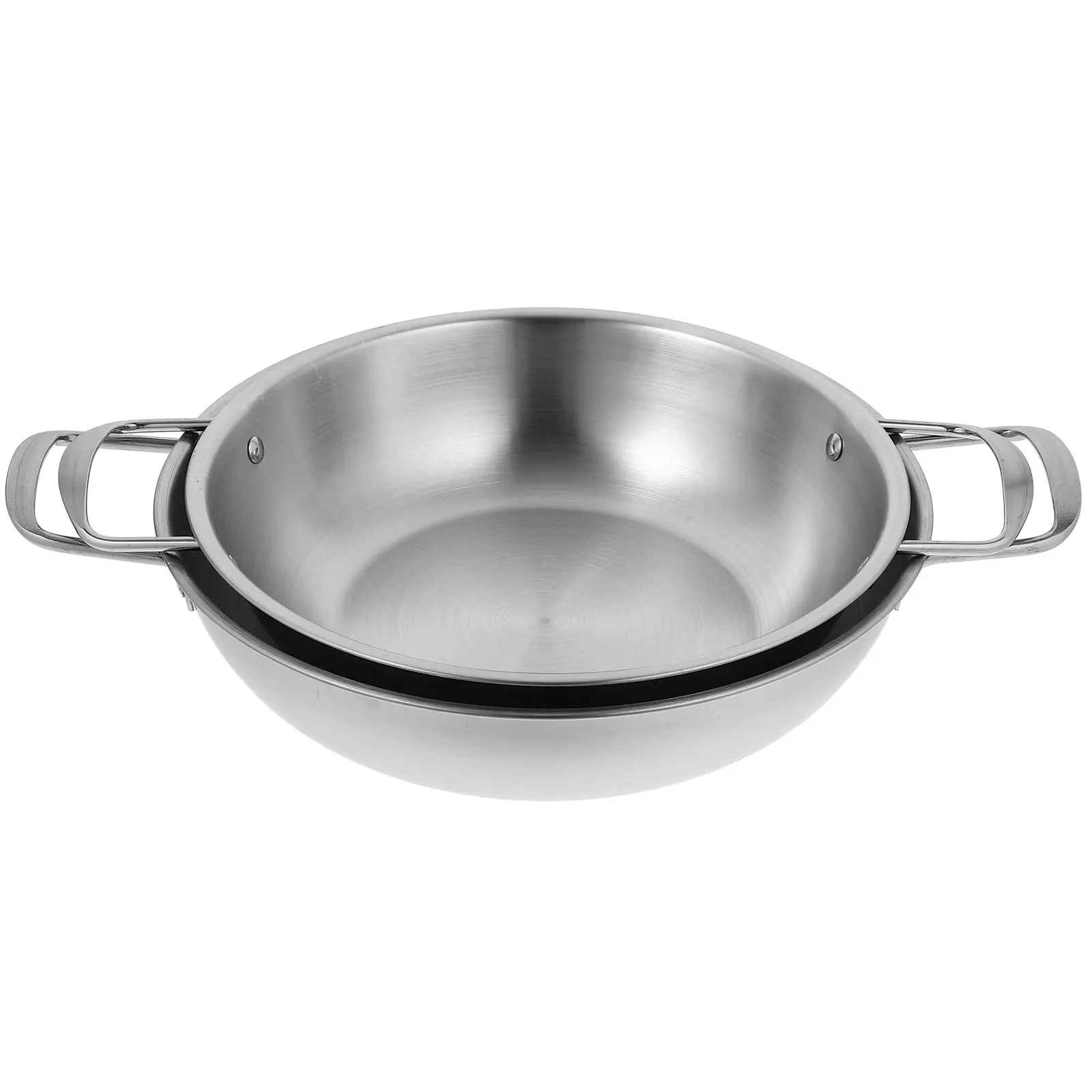 

2pcs StainlessSteelWokPan32cmDoubleHandleSmallHotCookwareUtensilsIndividualKitchenCookingPansDurableVersatileCampHiking