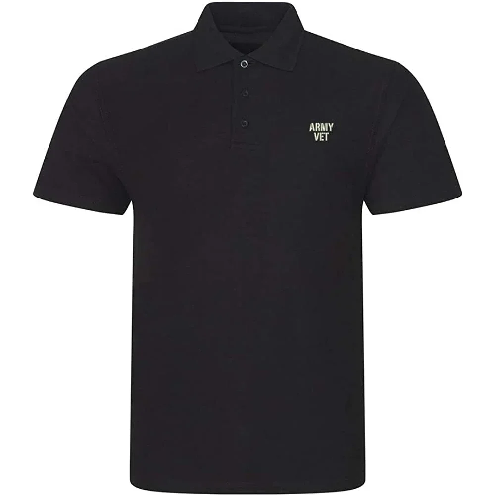 

Lyprerazy Men's Polo Shirt Army Proud Army Veteran Vet Embroidered Short Sleeve Polo-Shirt Embroidery Casual Golf Shirt