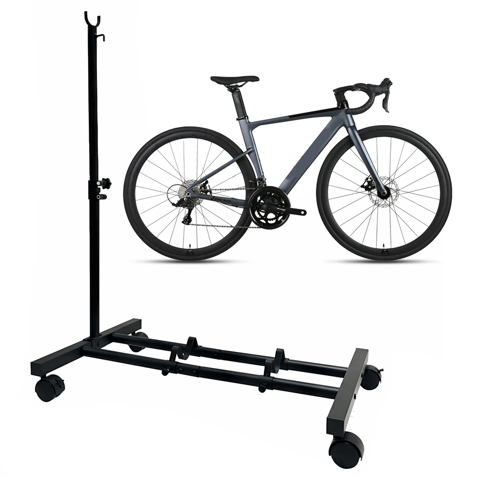 

Portable Bicycle Rack With Casters Upright Bike Storage Rack Space-Saving Upright Bicycle Floor Stands for Multiple Bikes Sizes