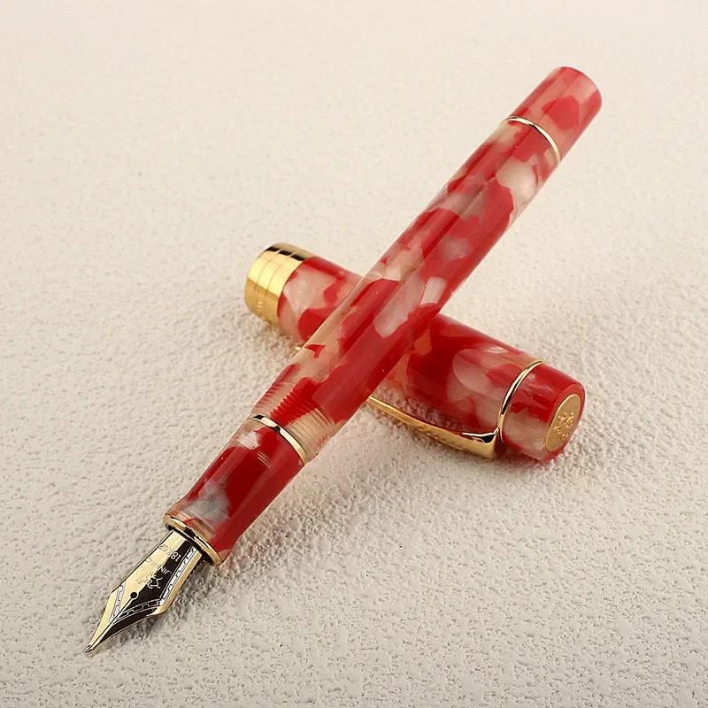 Jinhao 100 Fountain Pen Golden Arrow Shaped Clip Luxury Red Koi Carp Writing Ink Pen Office School Stationery Supplies