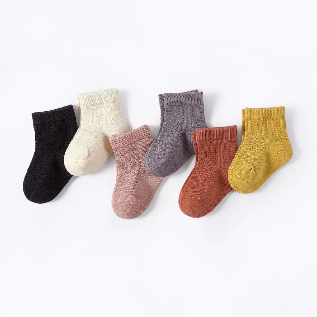 

Korean Soft Solid Baby Socks Knit Kids Anti-slip Floor Socks Newborn Infant Toddler Stripe Middle Tube Boys Girls Socks 0-3Y