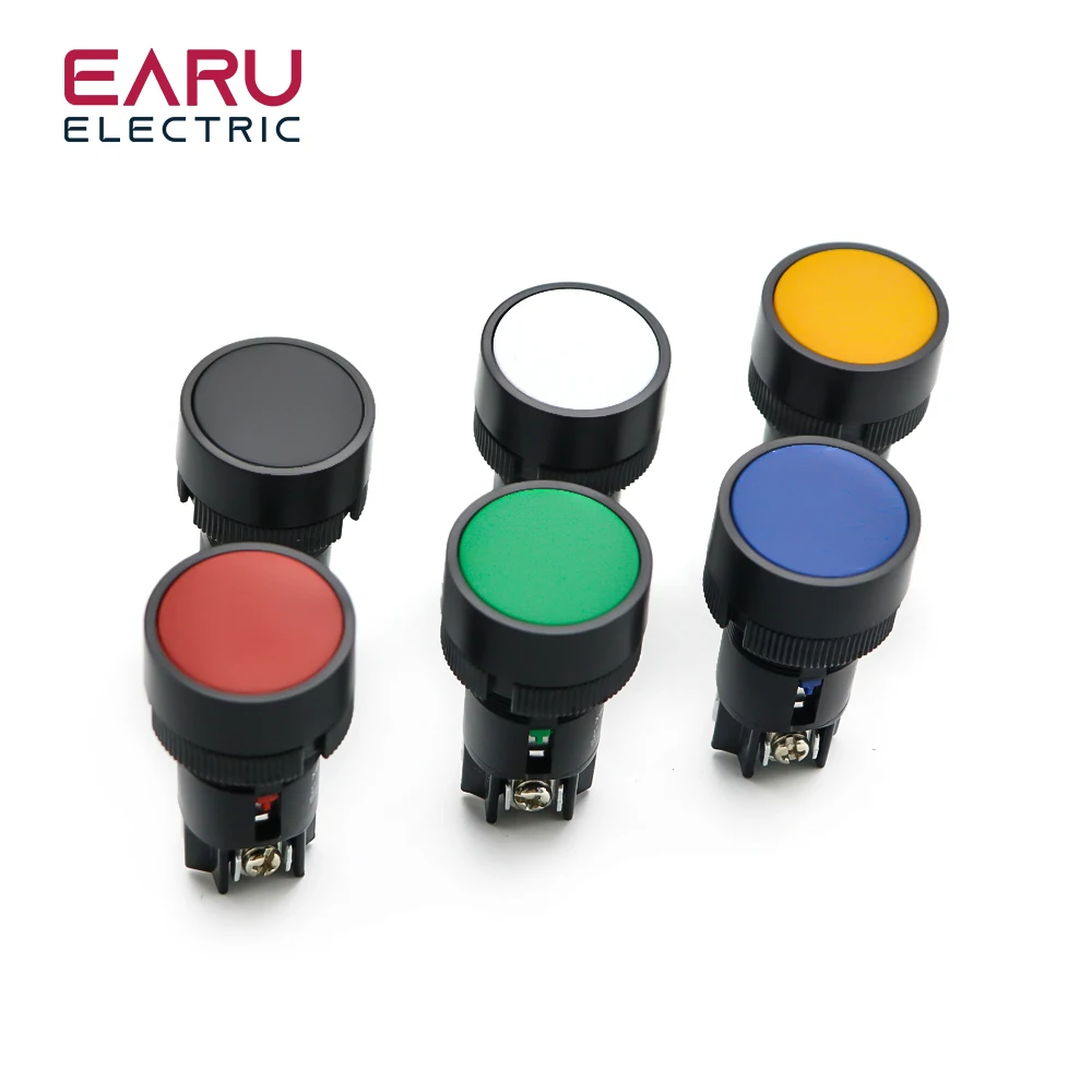 22mm Momentary Self-rest Slef-return Push Button Switch Red Green Blue Yellow Black White NO + NC XB2-EA142 XB2-EA145 XB2-EA155