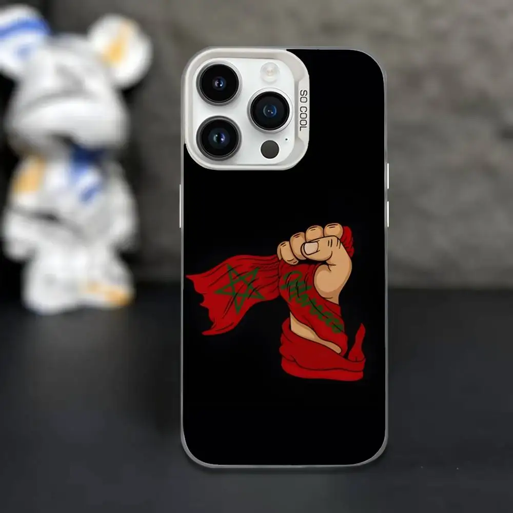 حافظة هاتف فنية بعلم المغرب لهاتف آيفون 16,15,14,13,12,11,Mini,Pro,XS,SE,MAX غطاء أبيض غير لامع مقاوم للصدمات #4