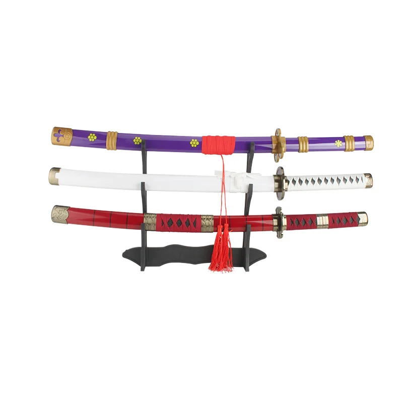 80Cm Roronoa Zoro Katana Anime Karakter Cosplay Wapens Rekwisieten Met Riem En Zwaardhouder Sandai Kitetsu Enma Paarse Lchimonji