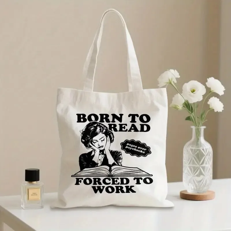 ولد لقراءة الكتب حمل حقيبة الكتب حقيبة قماش حمل حقيبة أكياس التسوق سعة كبيرة حقيبة يد الكتف #4