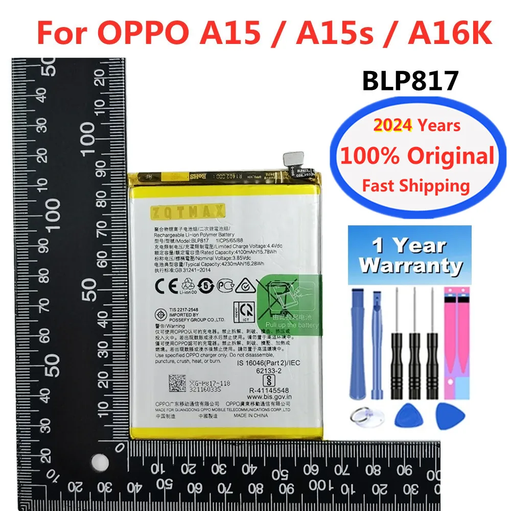 High Quality Original BLP817 Battery For OPPO A15s A15 A16K 4230mAh Mobile Phone Battery Bateria + Tracking Number