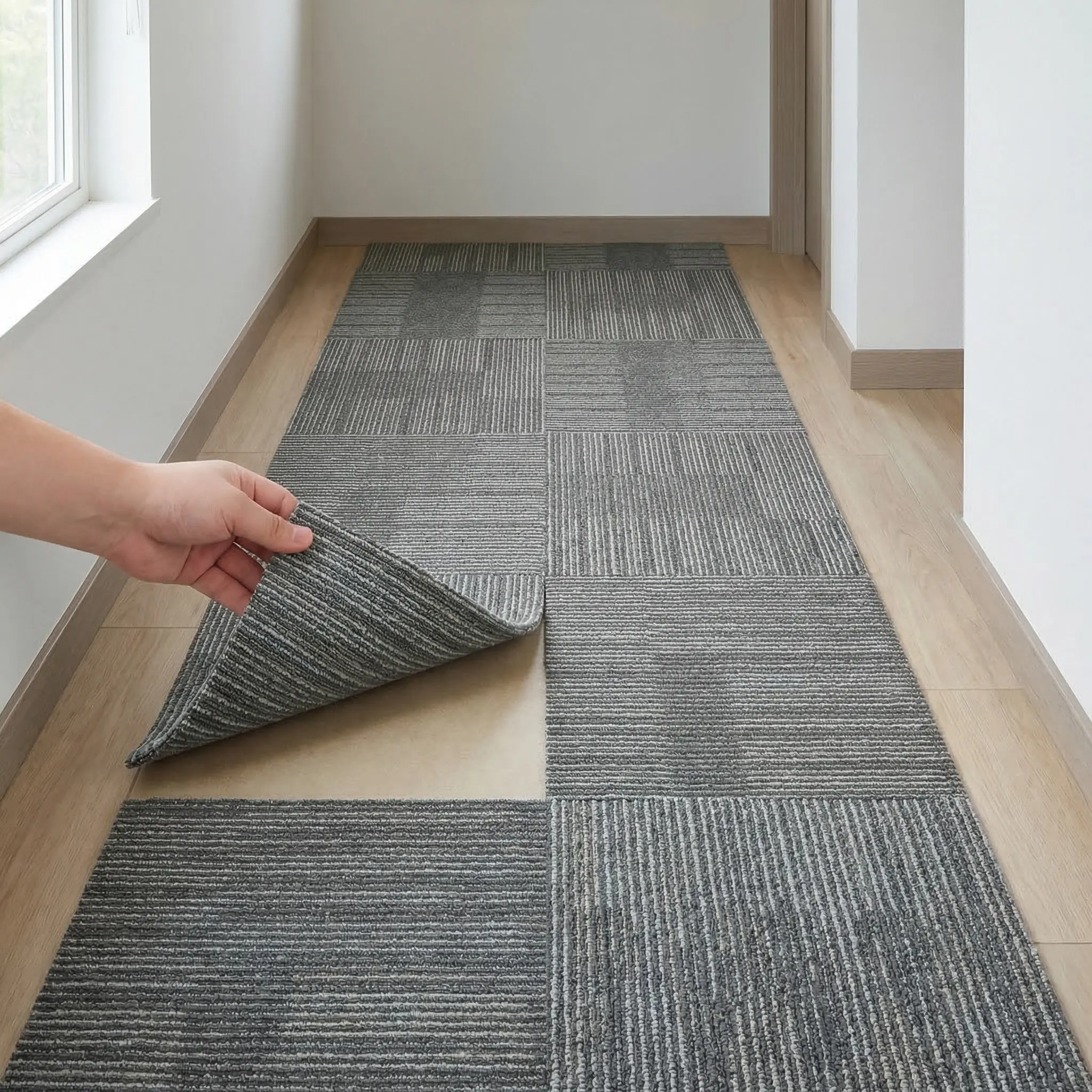 10Pcs Fireproof Self Adhesive Carpet Tiles Heavy Duty Peel Stick Soft Cushioning Noise Reducing Flooring Tiles for Office Home