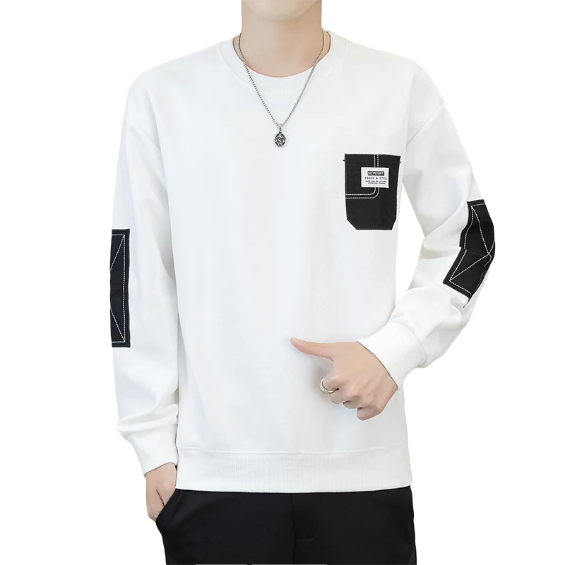 

Autumn Hoodie Men's New Long Sleeved T-shirt Trend Round Neck T-shirt Base Shirt Youth Fashion Autumn Clothes on Top