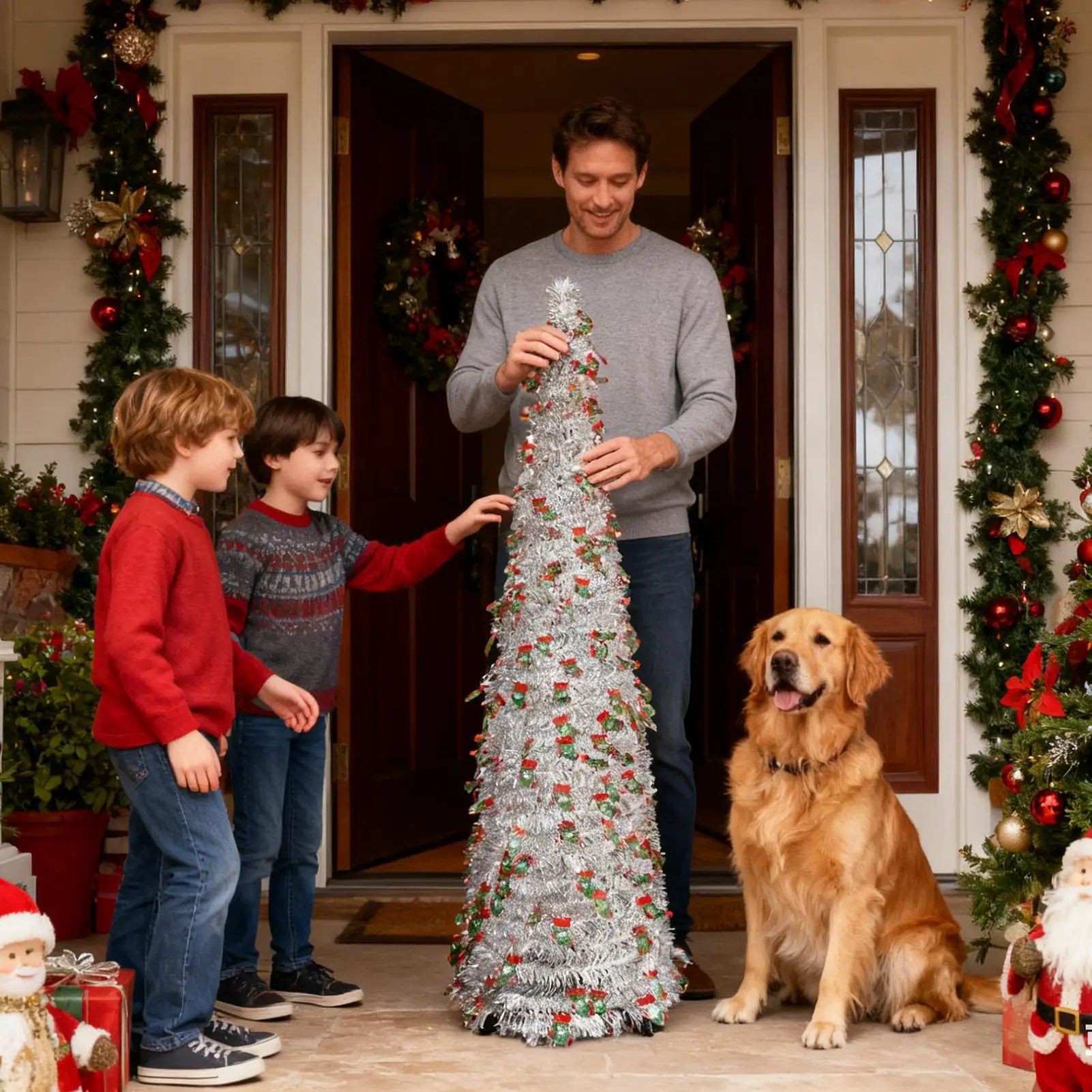 

Folding Christmas Tree 5Ft Foldable Party Decorations Fake Christmas Tree With Installation Accessories For Indoor Outdoor