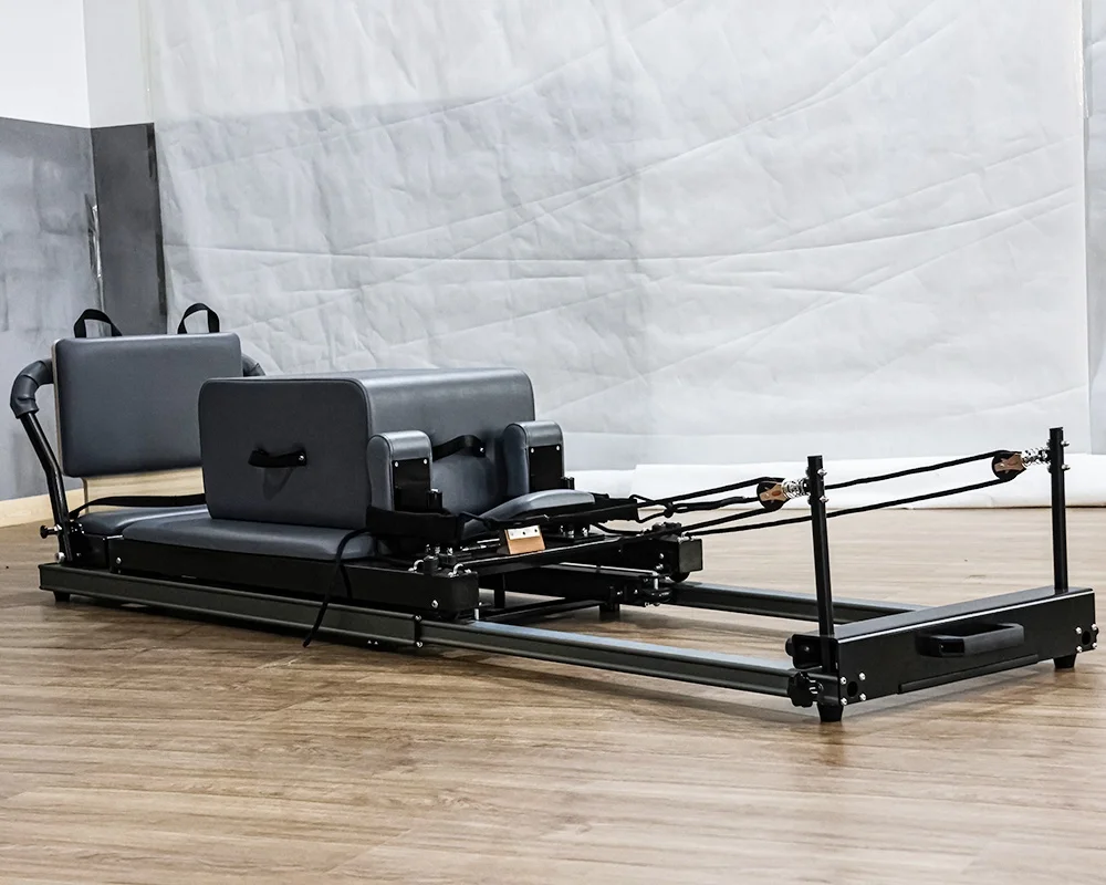 High Quality Home Use Metal Portable Folding Alloy Aluminum Black Pilates Reformer Machine with Box and Jump Board