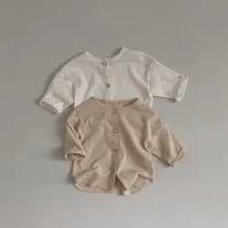 Cardigan en coton fin à manches longues pour bébé, veste de protection solaire, manteau décontracté pour tout-petits, vêtements solides pour enfants, garçon, fille, nouveau, 2024