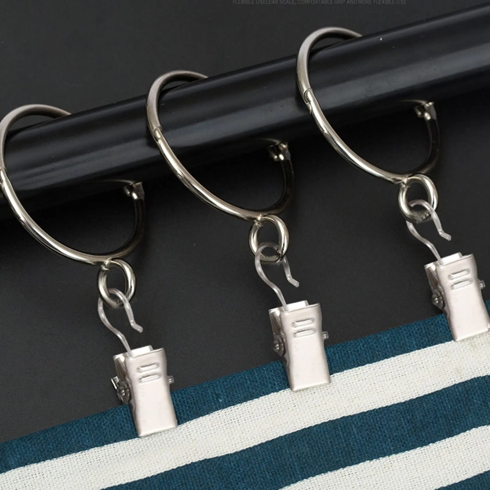 

Curtain Rings with Clips 50 PCS Stainless Steel Curtain Clips with Hook for Curtain Photos Home Decoration Outdoor Party Wire Ho