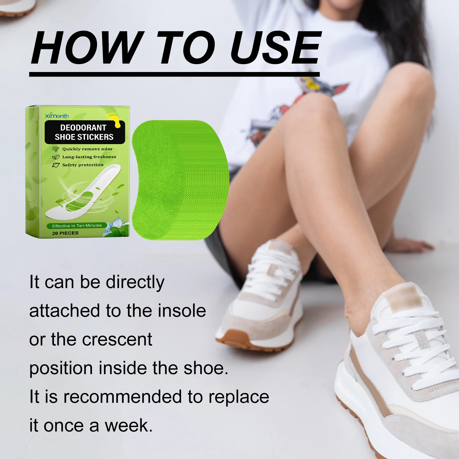 Deodorant Shoe Stickers - Quick Odor Removal, Sweat - Absorbing & Invisible Freshness