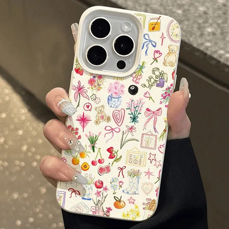 Watercolor Floral Pattern Phone Case For iPhone 17 16 15 14 Plus 13 12 11 Pro MAX 17 Air Silicone Phone Cover