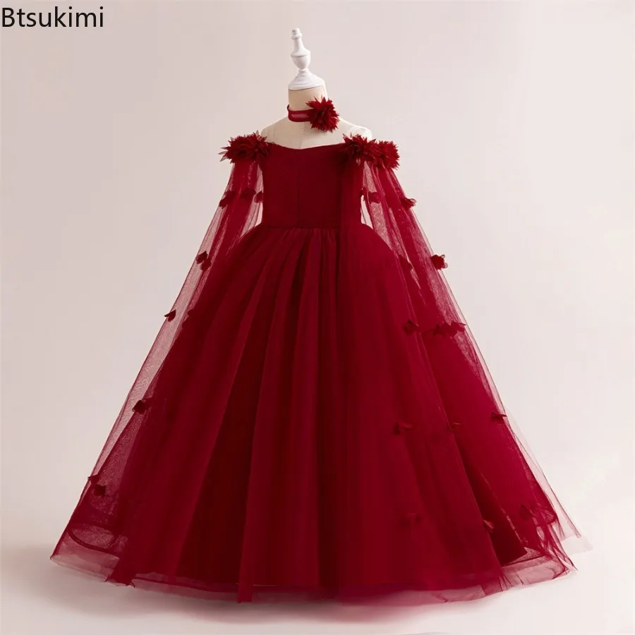 

Flower Wedding Party Dress for Girls Kids Princess Tutu Dresses Girl Fashion Lace Birthday Clothes Summer Evening New Prom Gown